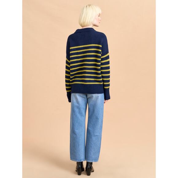 La Ligne Marin wool cashmere Sweater Navy CHARTREUSE M - Picture 6 of 13